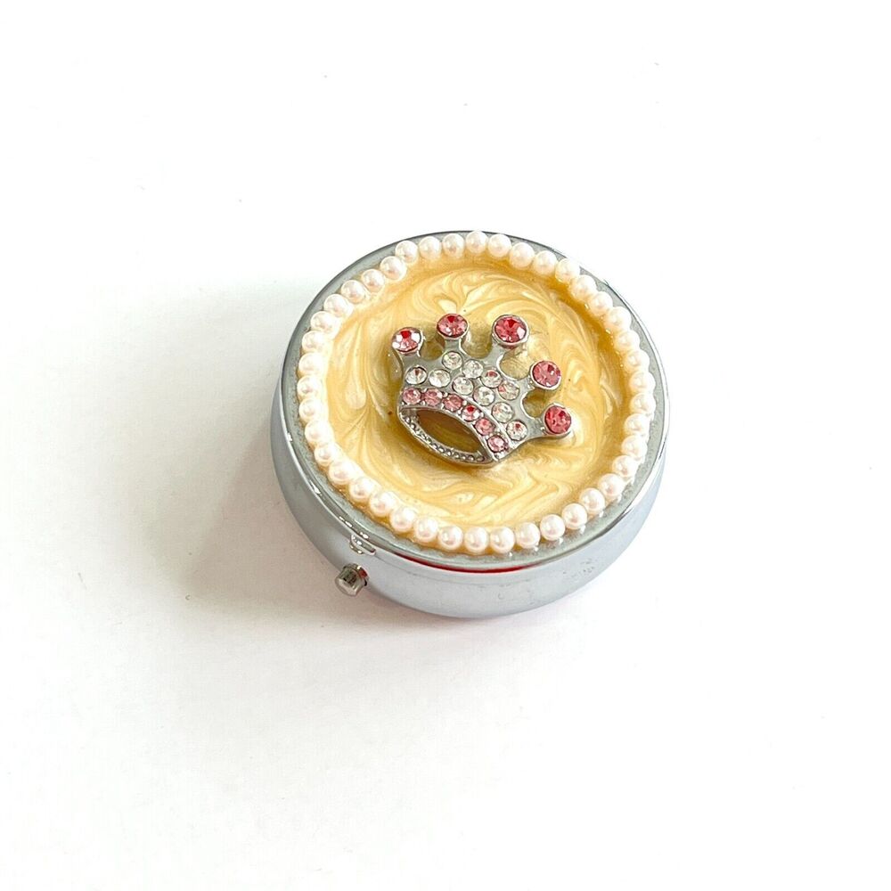 VTG Hallmark First Tooth Holder Crown Jeweled Topped Baby Girl Tooth Fairy Box